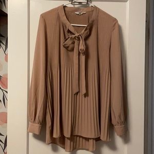 Beige pleated blouse